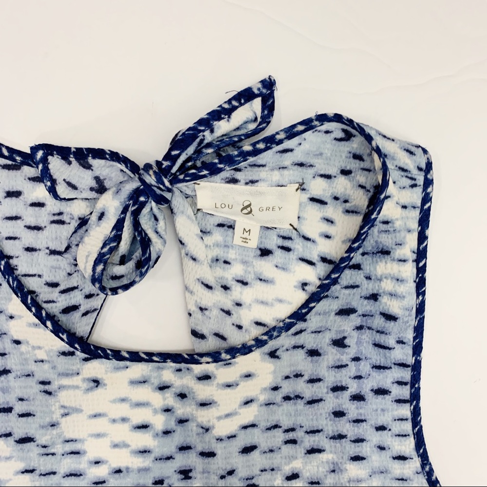 Lou & Grey Blue Polka Dotted Tank w/bow sz M - Picture 4 of 6